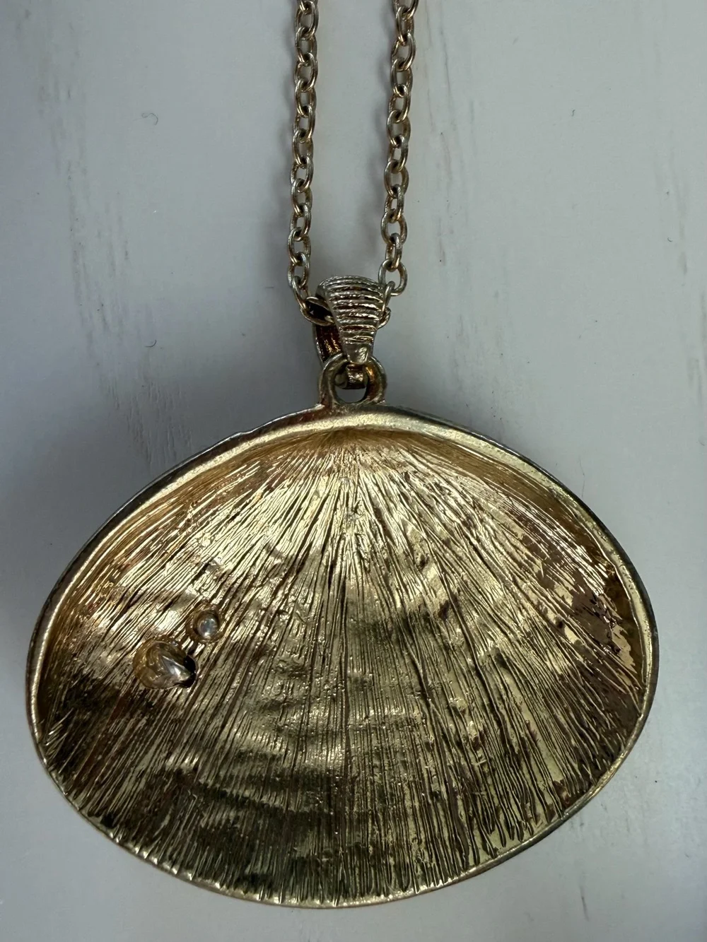 Gold Tone Shell Pendant Necklace with Silver Starfish Accent
